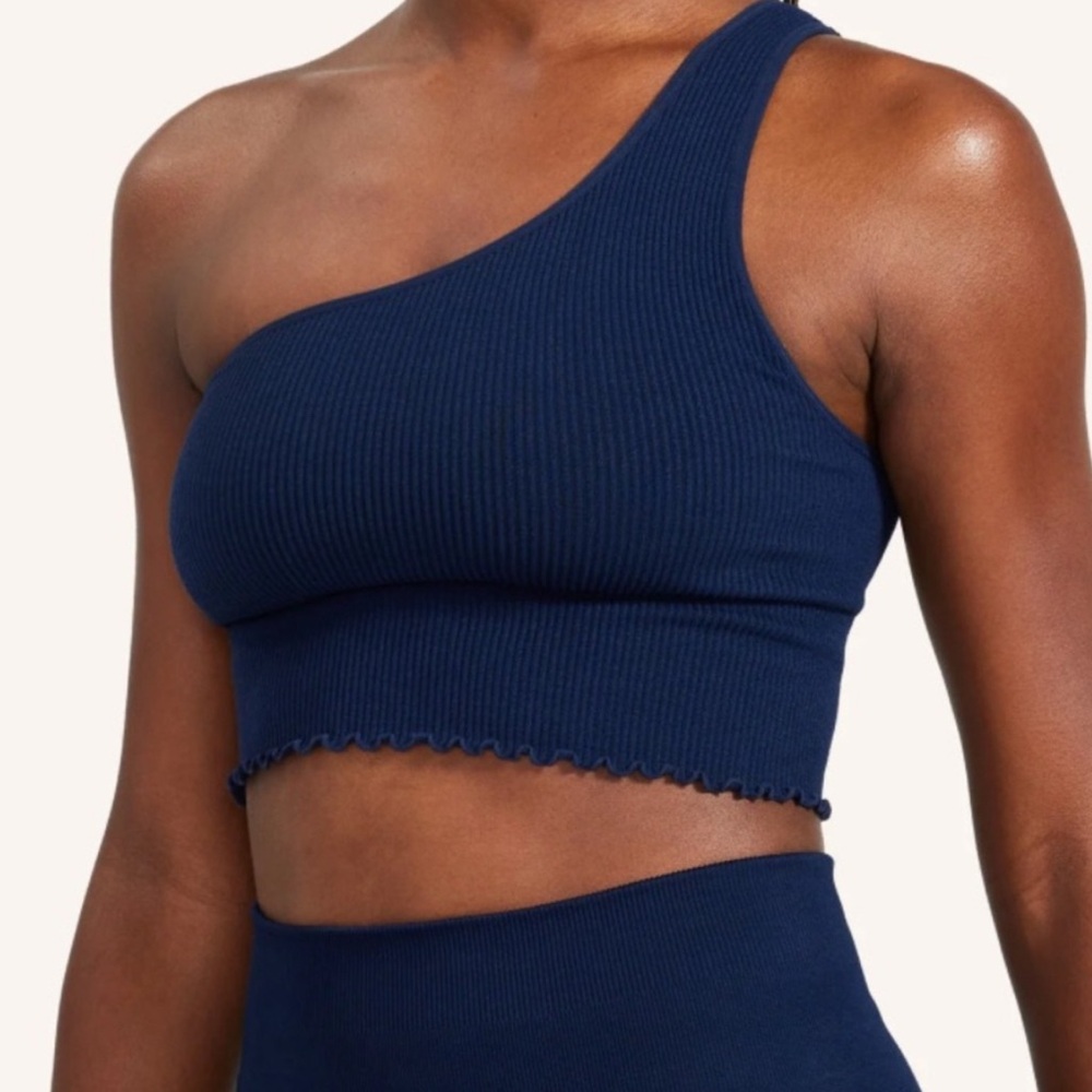 Spiritual Gangster Luna One-Shoulder Crop Top in indigo